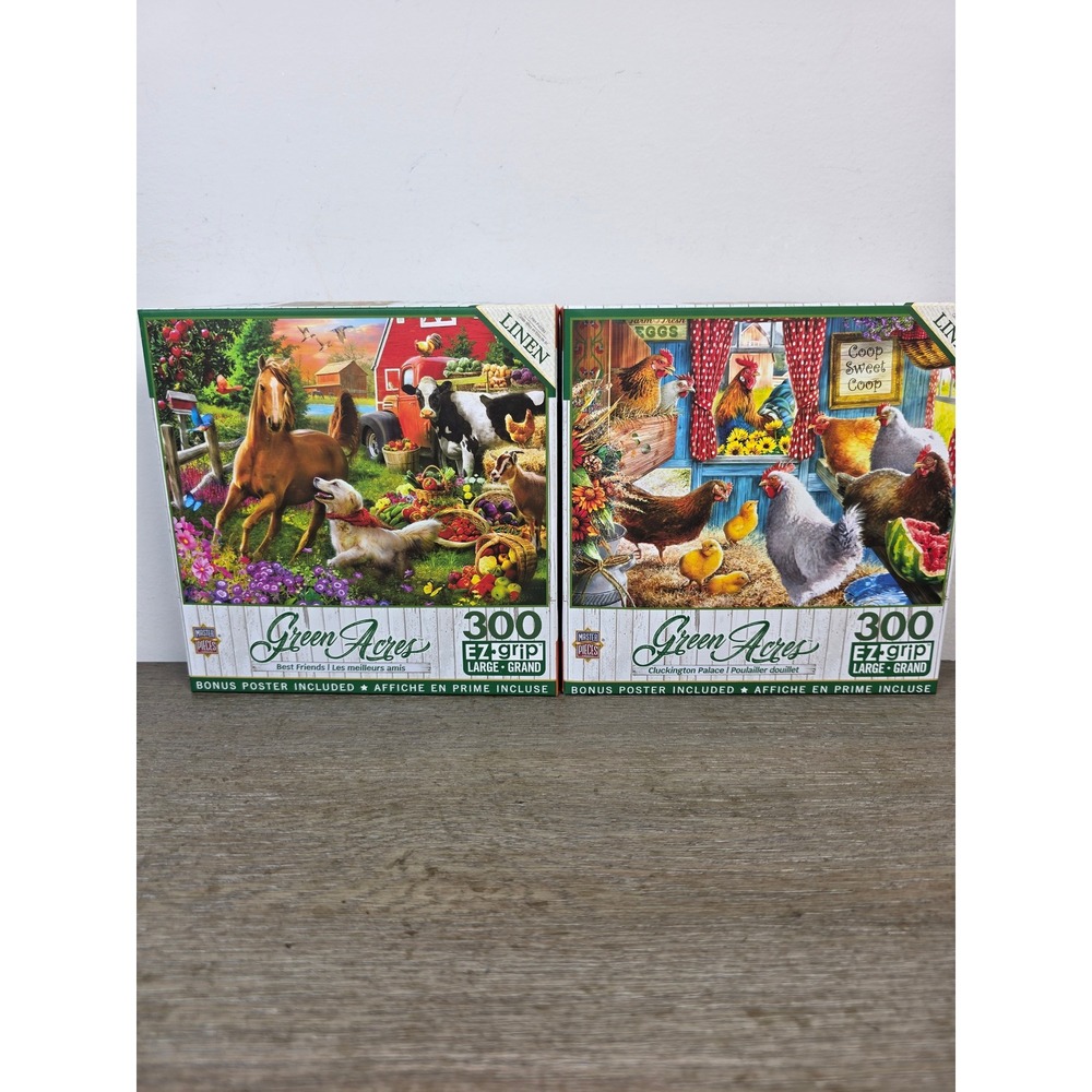 Set of Two (2) Green Acres 300 Piece Jigsaw Puzzles by Master Pieces
